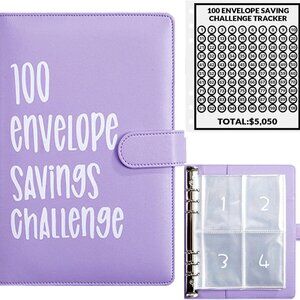 100 Envelope Money Savings Challenge Binder $5,500 (Purple)